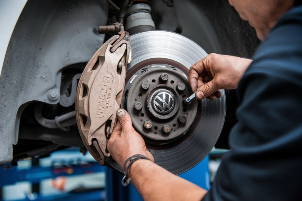Volkswagen brake pad replacement in our workshop