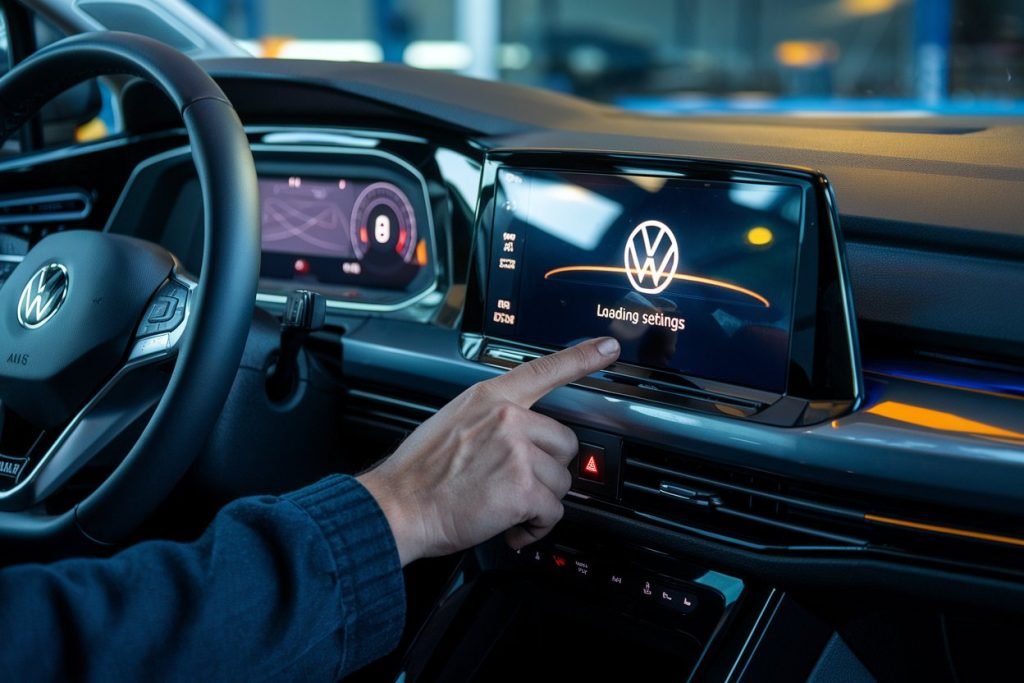 Volkswagen Golf dashboard with a warning light on