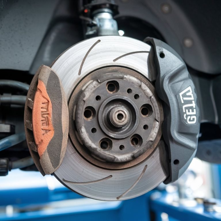 Volkswagen brake pad and disc after fitting