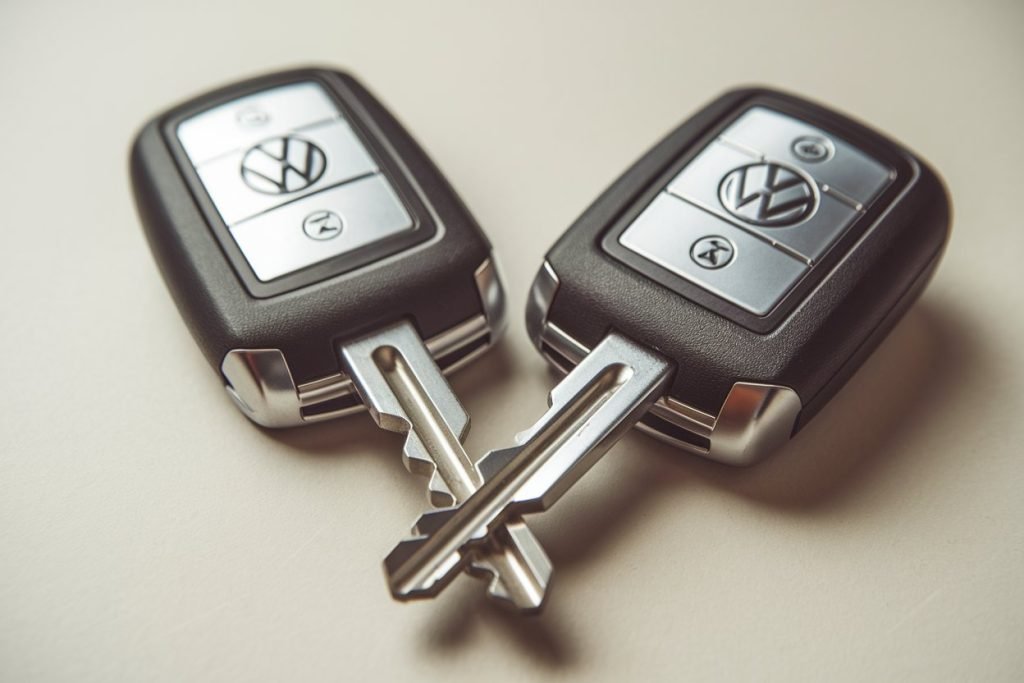Two Volkswagen flip keys for a spare key job
