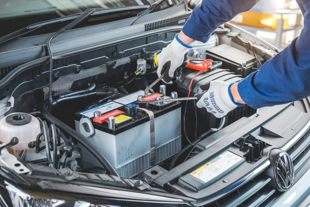 Volkswagen battery checked on a tester