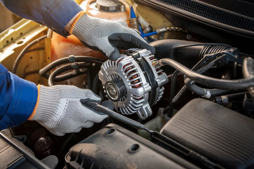 Volkswagen alternator in the engine bay
