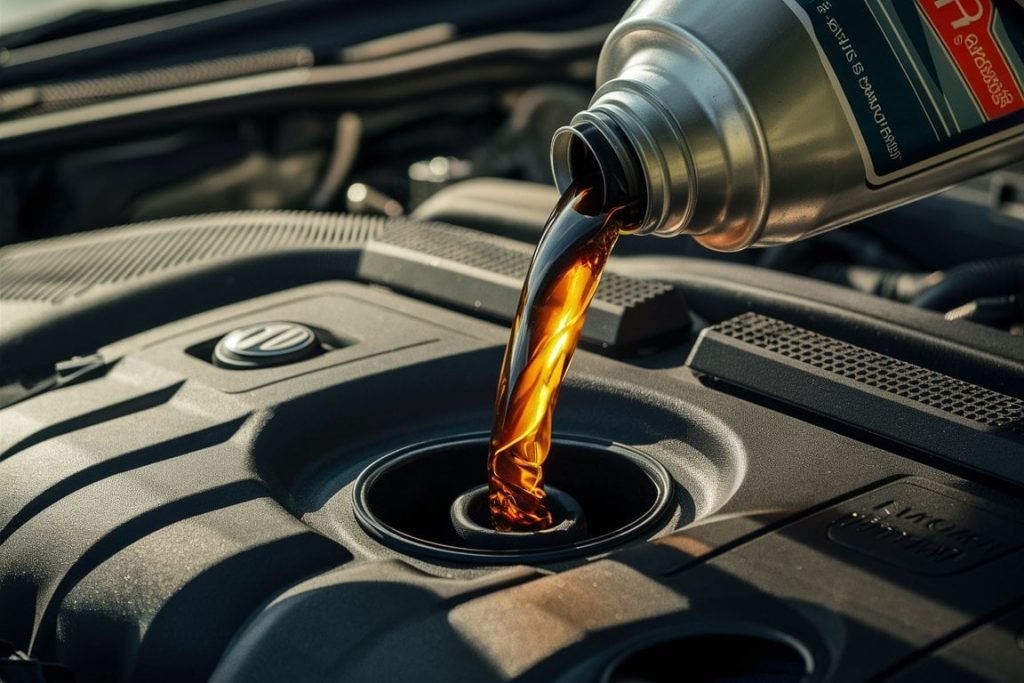 Fresh engine oil and filter ready for a Volkswagen service