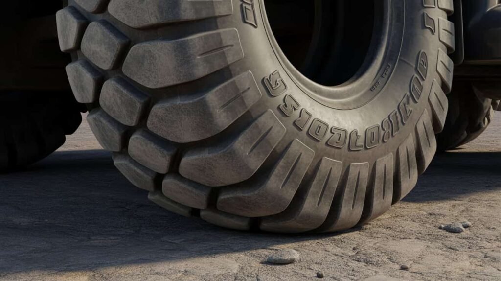 Worn tyre tread on a Volkswagen close to the wear limit