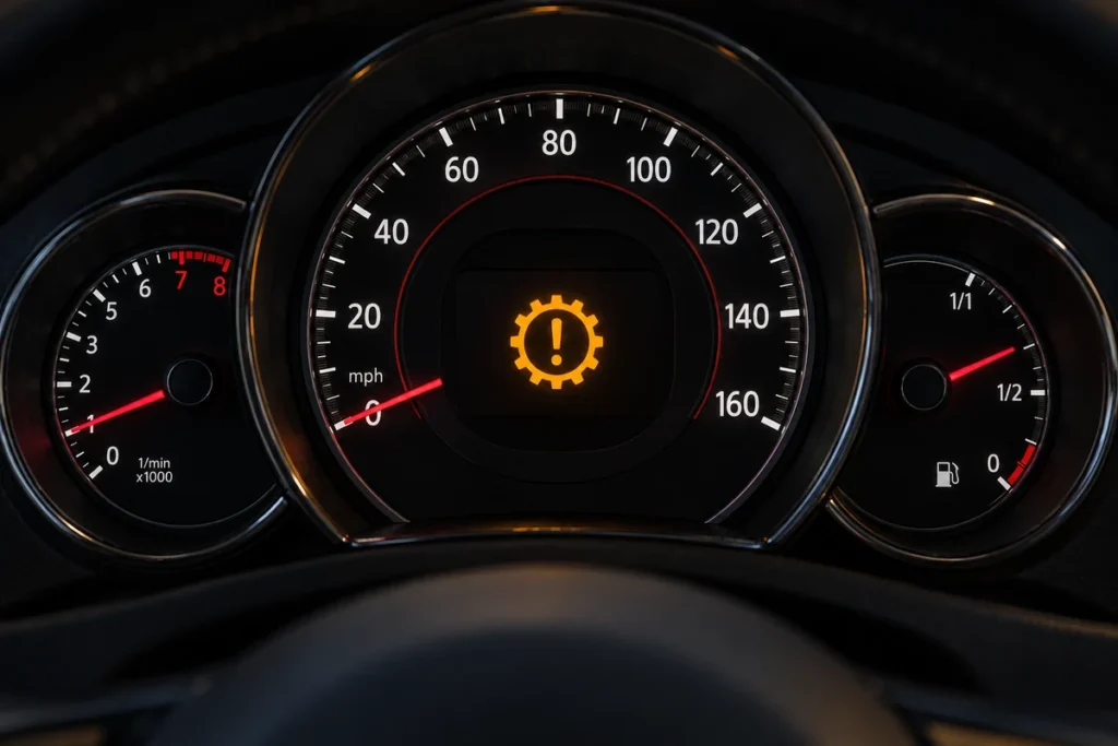 DSG gearbox warning message on a Volkswagen instrument panel