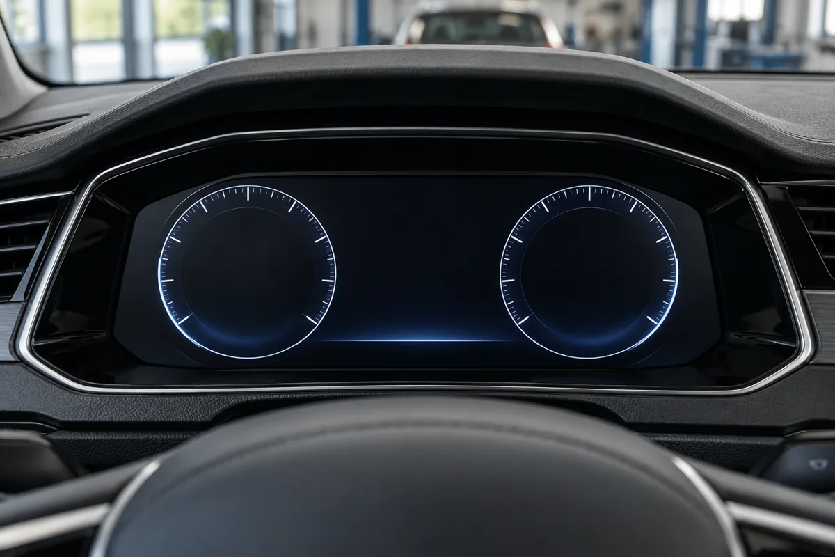 Volkswagen digital driver display behind the steering wheel