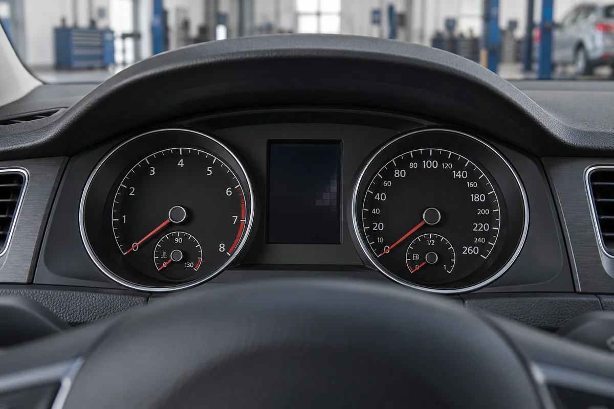 Volkswagen analogue instrument cluster with a dark centre display