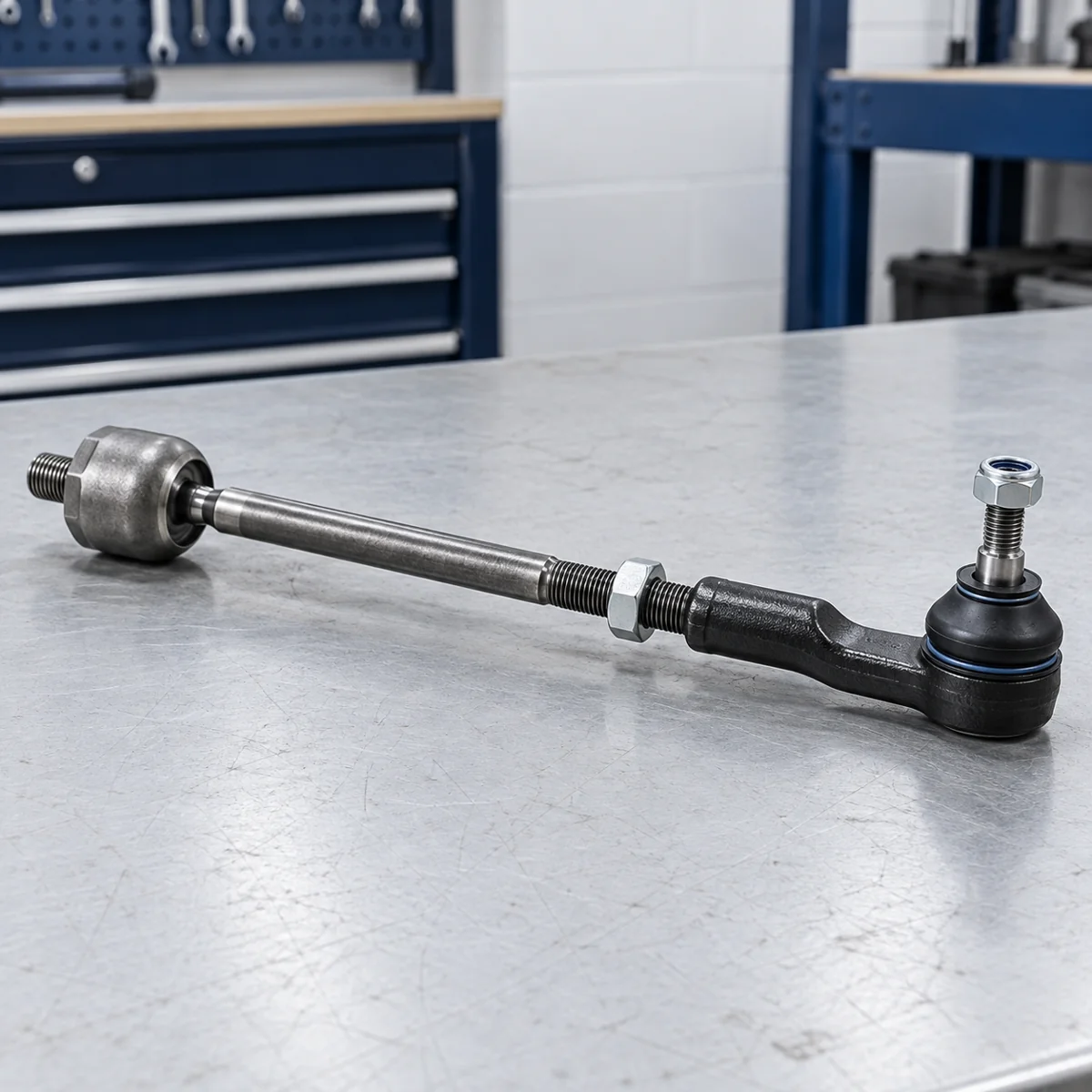 Illustration of an inner axial tie rod joined to an outer track-rod end