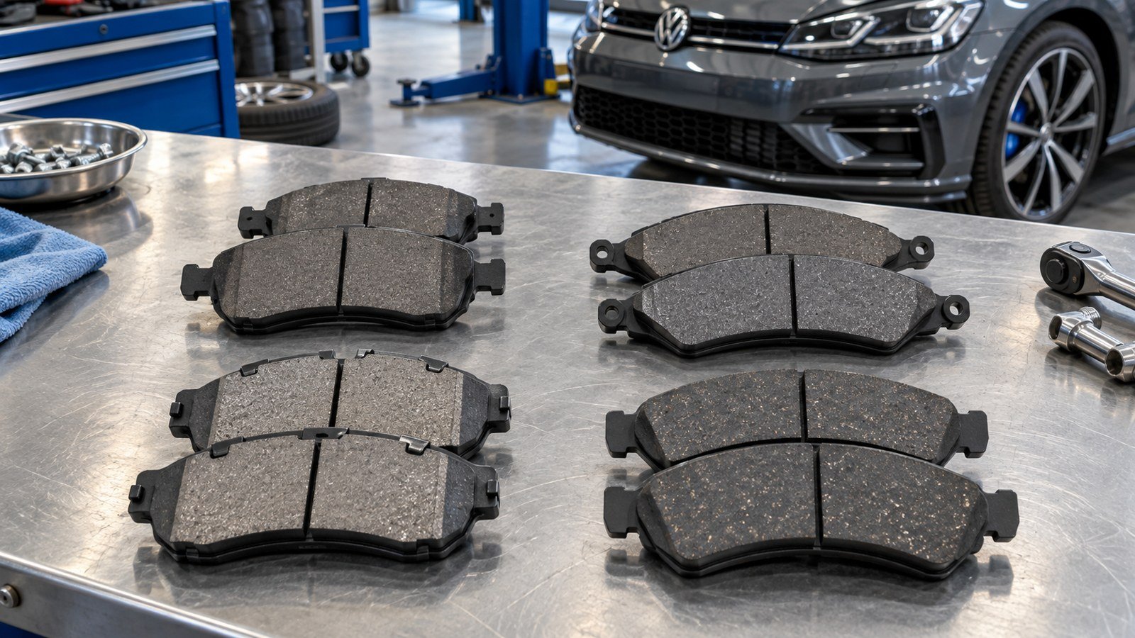 Different brake pad types compared for Volkswagen cars in Dubai