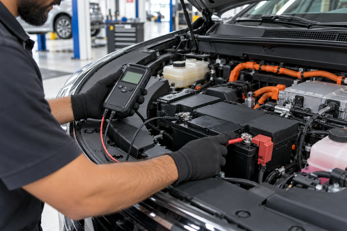12 volt battery test on a Volkswagen ID electric model