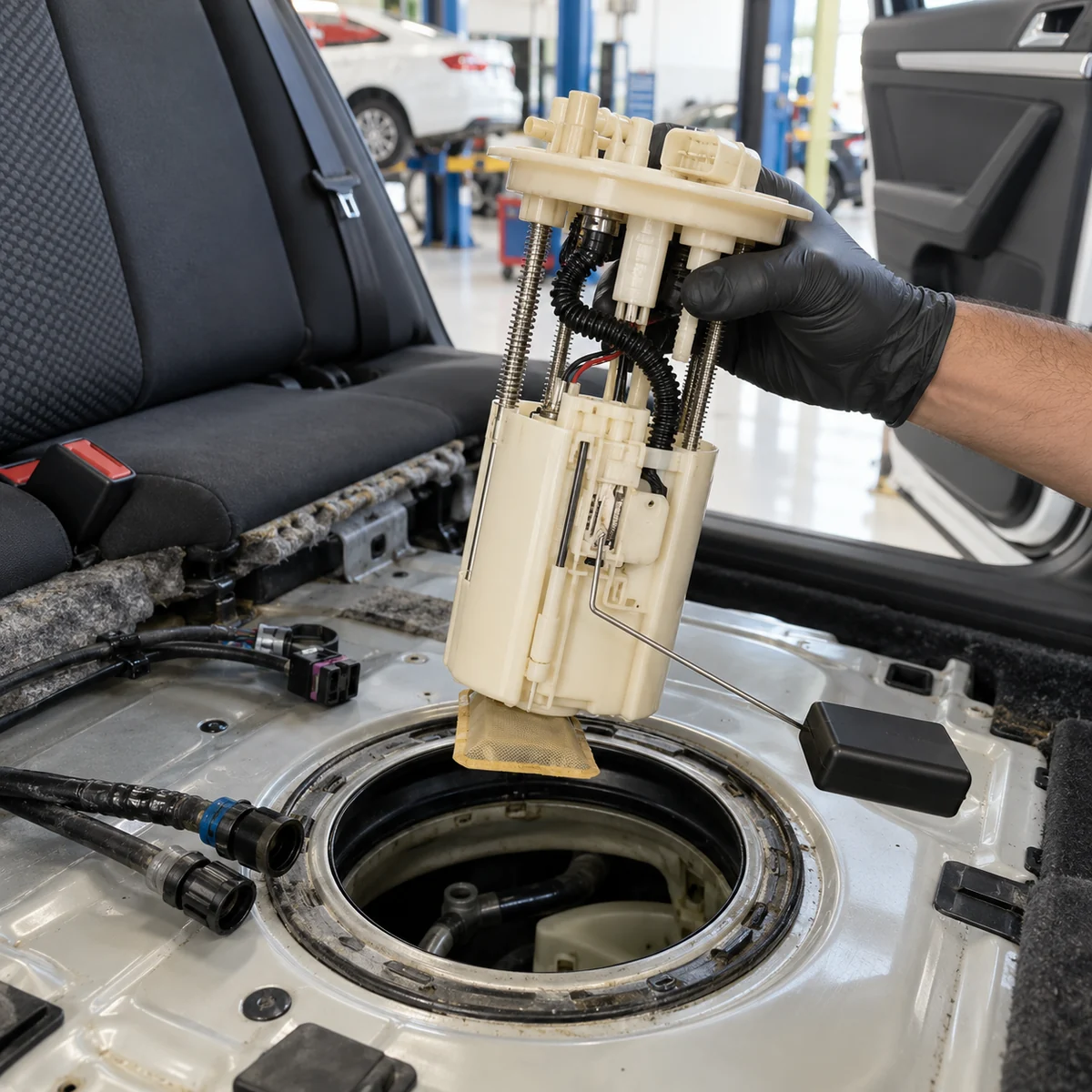 Volkswagen Jetta fuel pump module removed from the tank