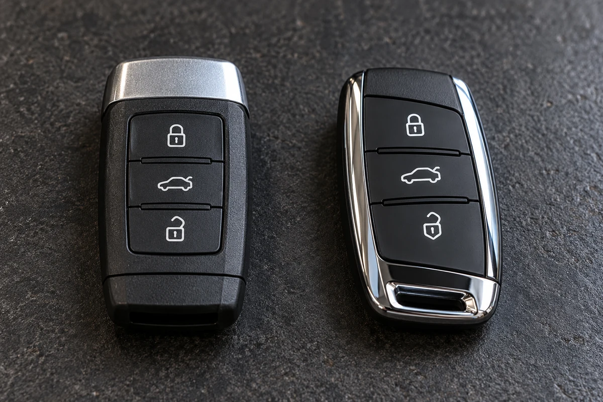 Volkswagen Passat slot remote key and Keyless Access smart key side by side