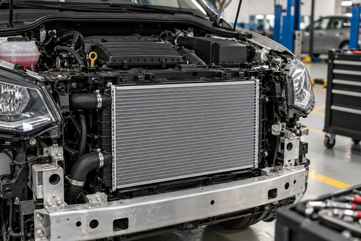 New radiator fitted in a VW Polo