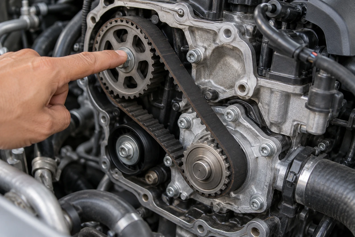 AI generated image Small toothed drive belt for the water pump on a VW Tiguan 2.0 TSI engine