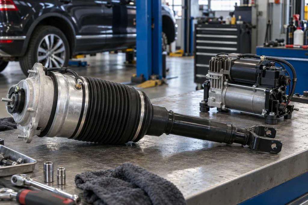 Air suspension strut on a Volkswagen Touareg