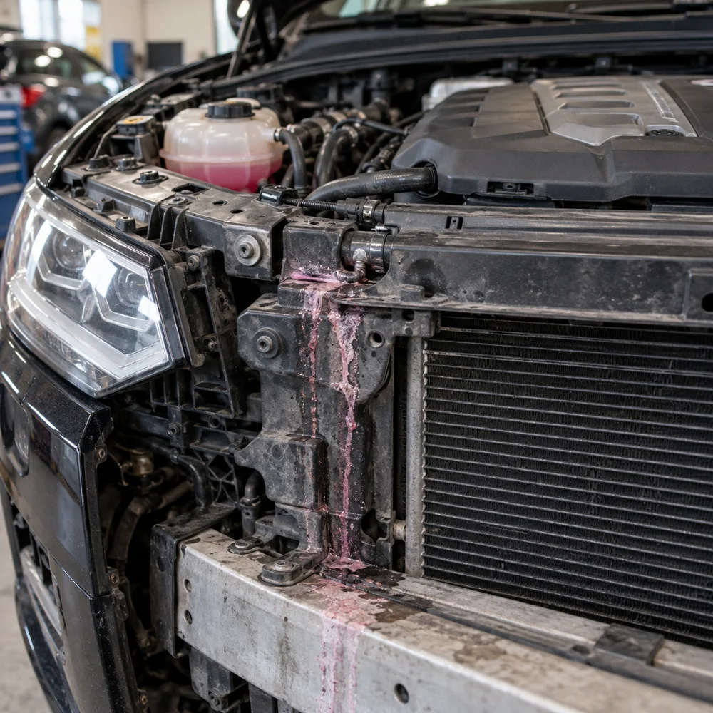 Coolant leak in the engine bay of a Volkswagen Touareg